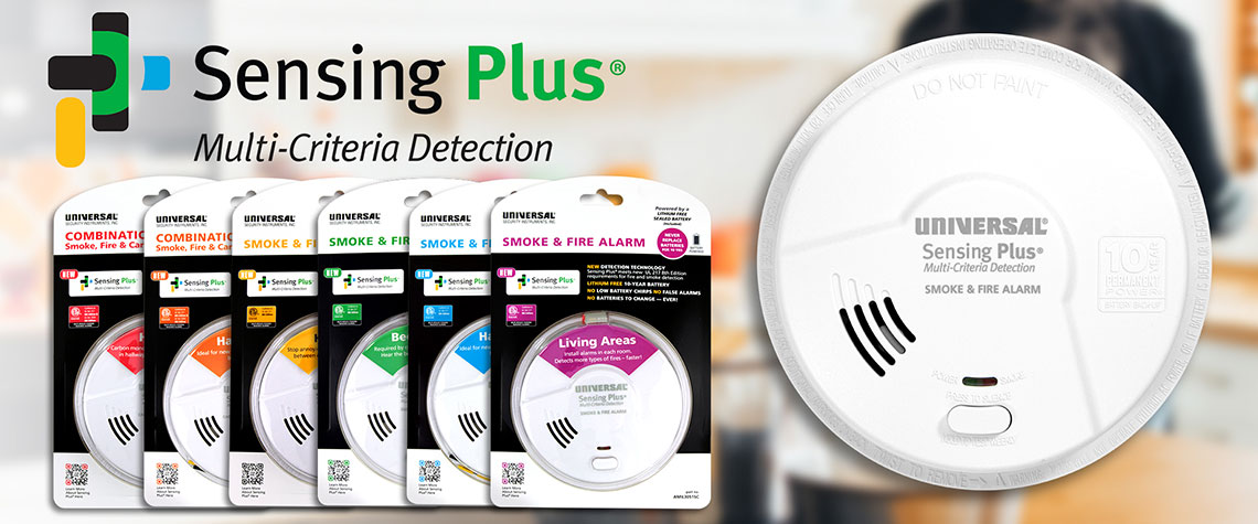 Sensing Plus universal security smoke, fire and carbon monoxide alarms