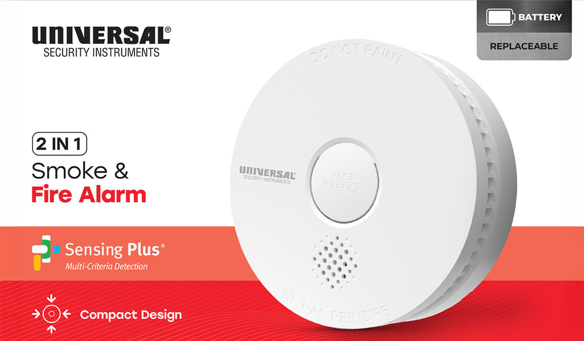 battery powered smoke and fire alarm
