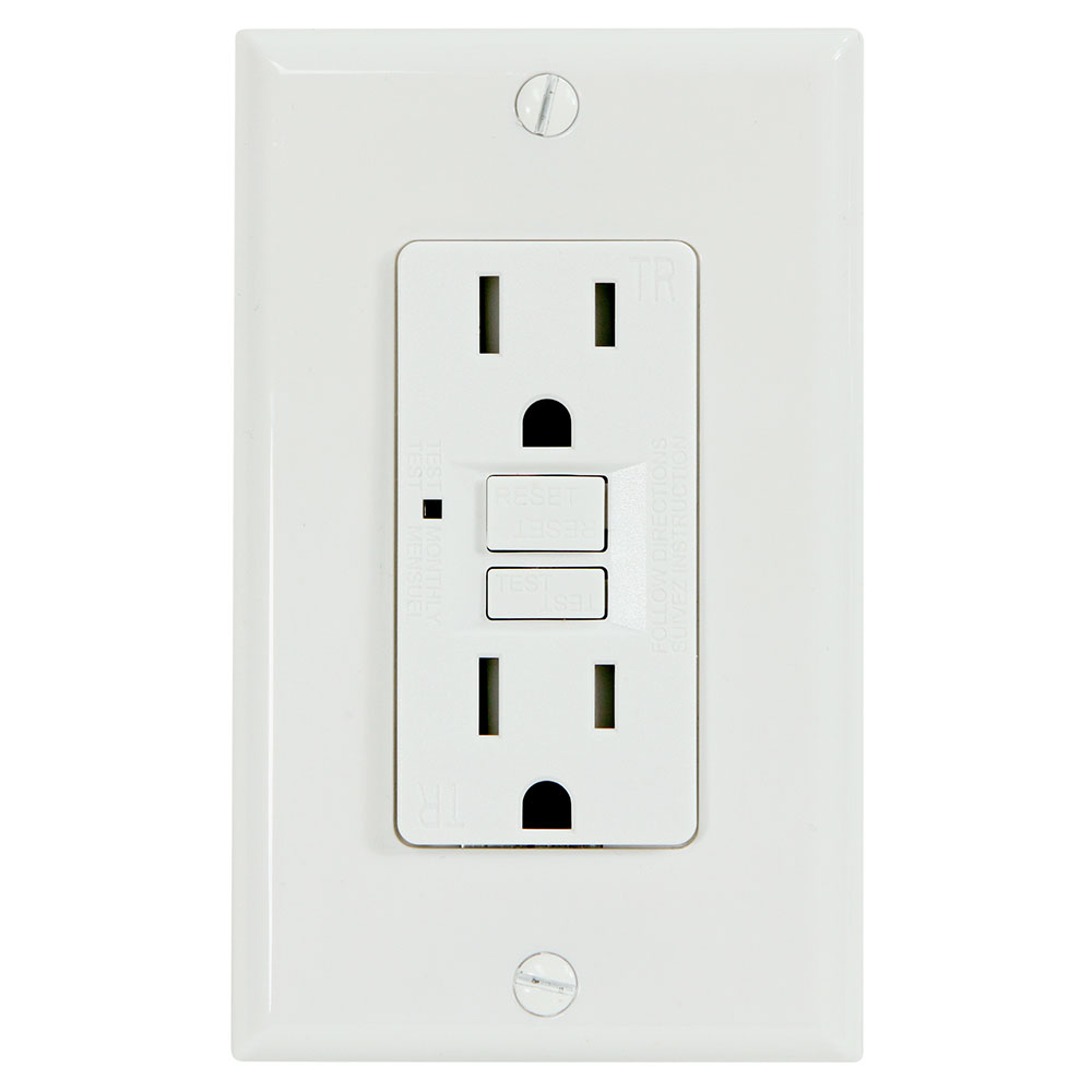 15 Amp GFCI Outlet Receptacle White 