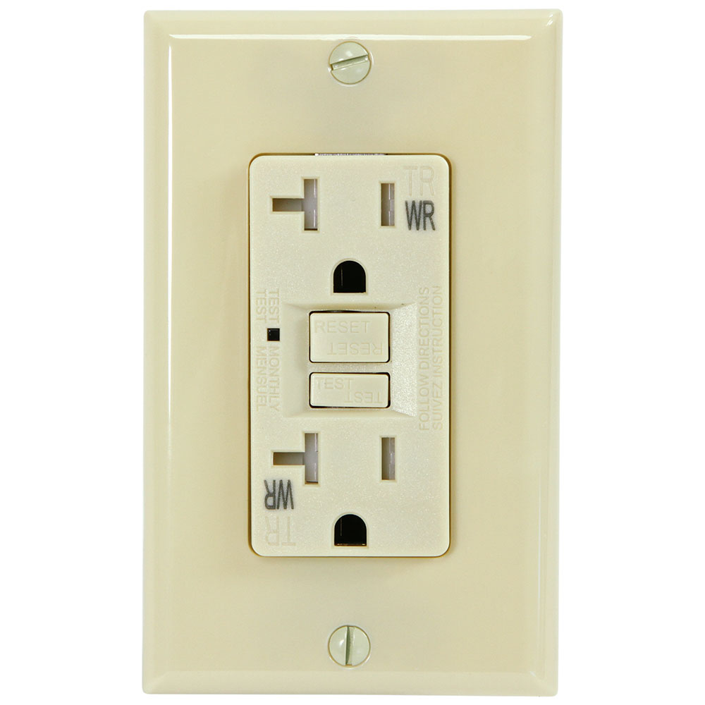 USI Electric 20 Amp Self Test GFCI Weather and Tamper Resistant Receptacle Duplex Outlet, Ivory - G1420TWRIV