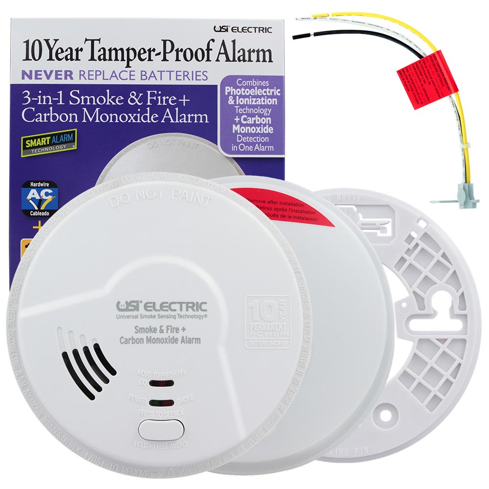 6 Pack Bundle of USI 3-in-1 Universal Smoke Sensing & CO 10 year Smart Alarm