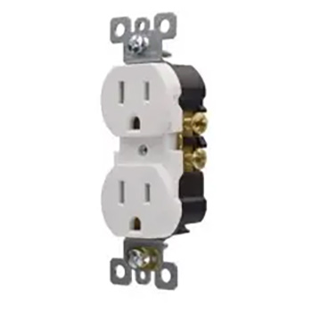 USI Electric Decorator Receptacle 15 Amp 2-Pole, 3-Wire Self Grounding & Tamper Resistant, White - R915TRWH