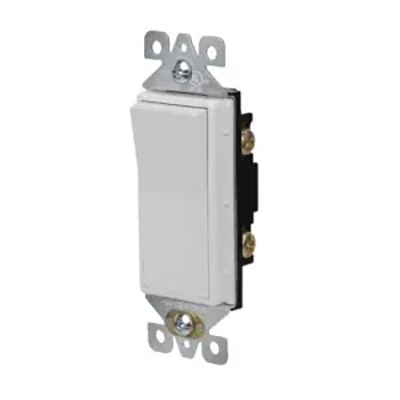 USI Electric Switch Decorator 15 Amp Self Grounding Single Pole, White - S7151WH