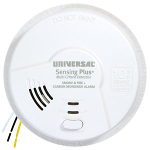 Universal Security Instruments Sensing Plus Multi Criteria Hardwired Combination Smoke, Fire & Carbon Monoxide Alarm With 10 Year Sealed Battery Backup (AMIC1510SC)