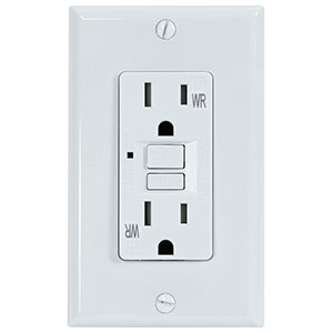 USI Electric 15 Amp Self Test GFCI Weather and Tamper Resistant Receptacle Duplex Outlet, White - G1415TWRWH