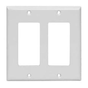 USI Electric 2 Gang Wallplate Standard Size Decorator Switch, White - P8538WH